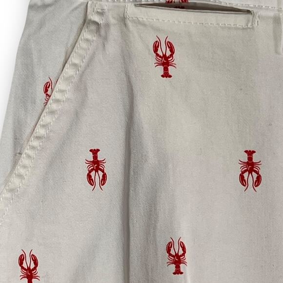 Caribbean Joe Bermuda Shorts Lobster Print Red White Cotton Size 12 - Picture 4 of 9